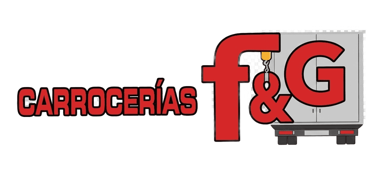 El logotipo "CARROCER&Iacute;AS F&G" en texto rojo, con un gr&aacute;fico de una carrocer&iacute;a de cami&oacute;n blanca que forma parte de la letra "G".