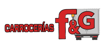 El logotipo "CARROCER&Iacute;AS F&G" en texto rojo, con un gr&aacute;fico de una carrocer&iacute;a de cami&oacute;n blanca que forma parte de la letra "G".