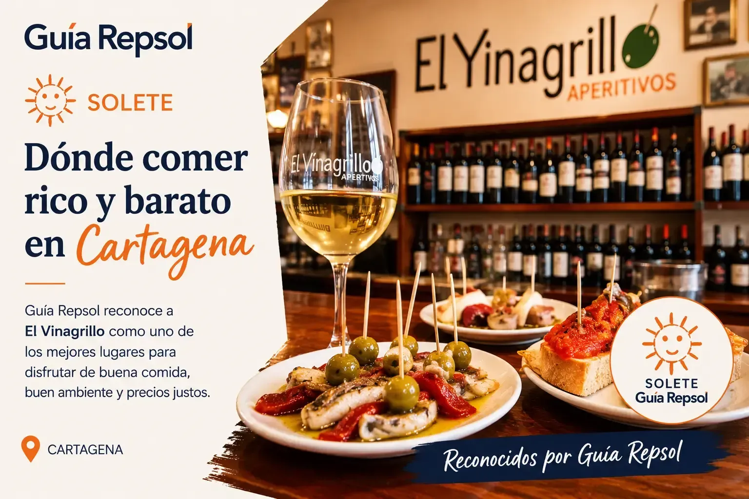 Anuncio de Guía Repsol con tapas, vino y restaurante El Yinagrill en Cartagena, Murcia