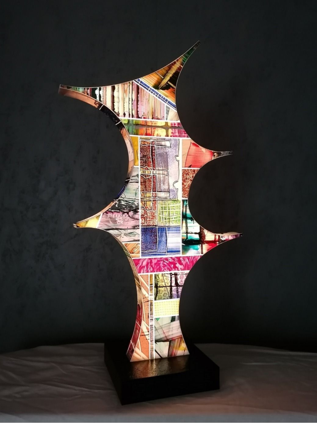 Bunte Keramiktasse Kolorit Fusingglas Unikat 1