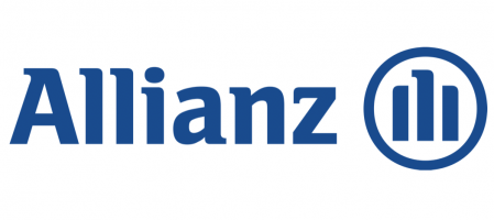 El logotipo de Allianz es azul y blanco sobre un fondo blanco.