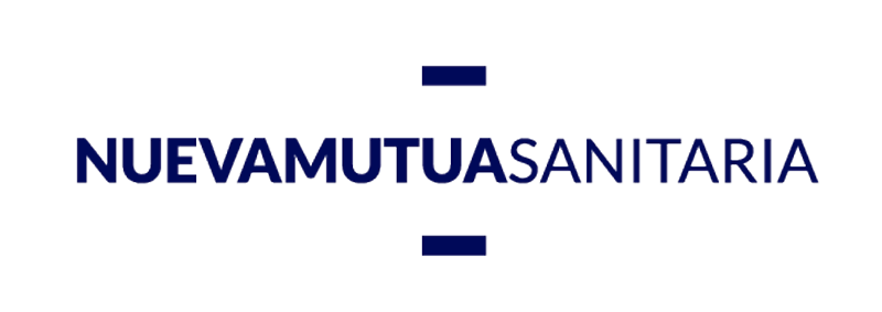 El logotipo de nuevamutua sanitaria es azul y blanco.