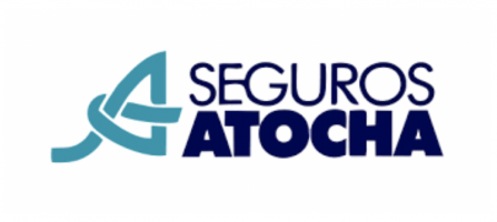 El logo azul y negro de Seguros Atocha.