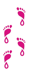 Un conjunto de cuatro huellas de color rosa sobre un fondo blanco.