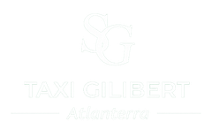 Logotipo de TAXI GILBERT con la palabra &ldquo;Aventura&rdquo; debajo, en blanco tenue sobre un fondo claro.