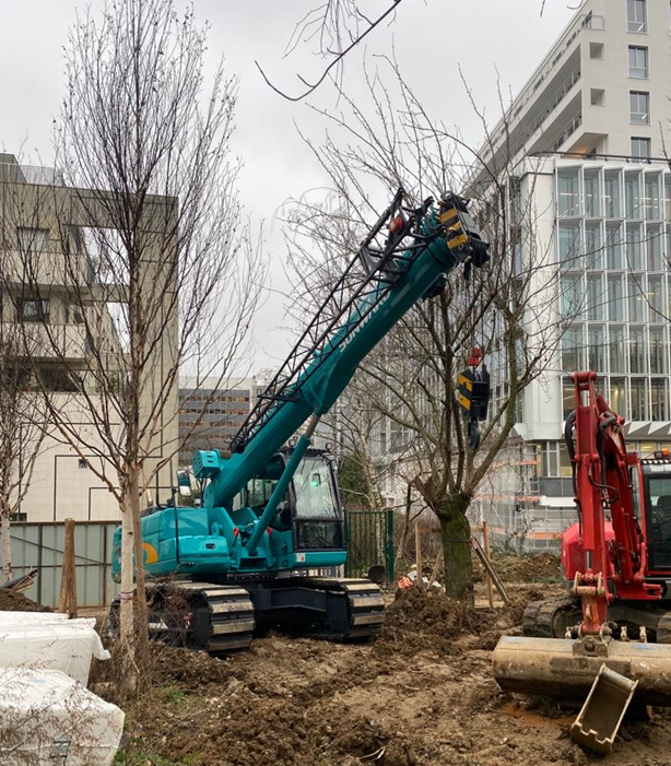 Gruen chenille en extérieure et pelle mobile