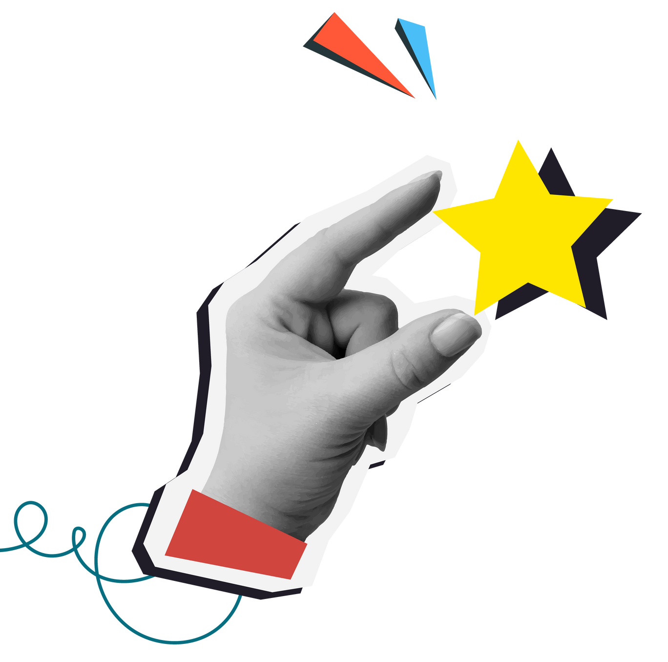 Découpage d'une main qui tient une étoile