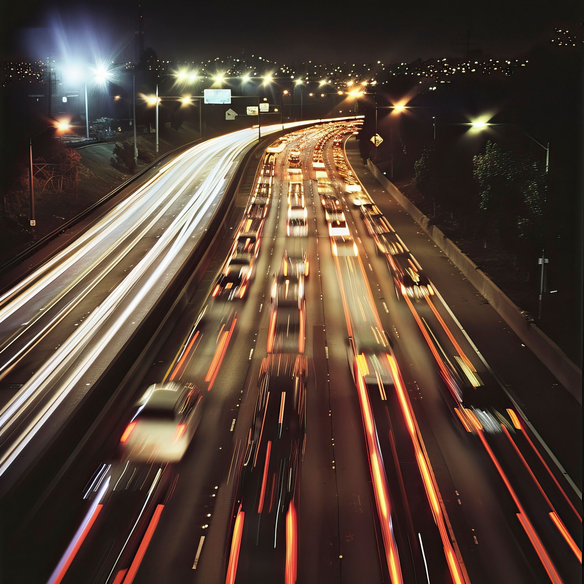 Une autoroute de nuit