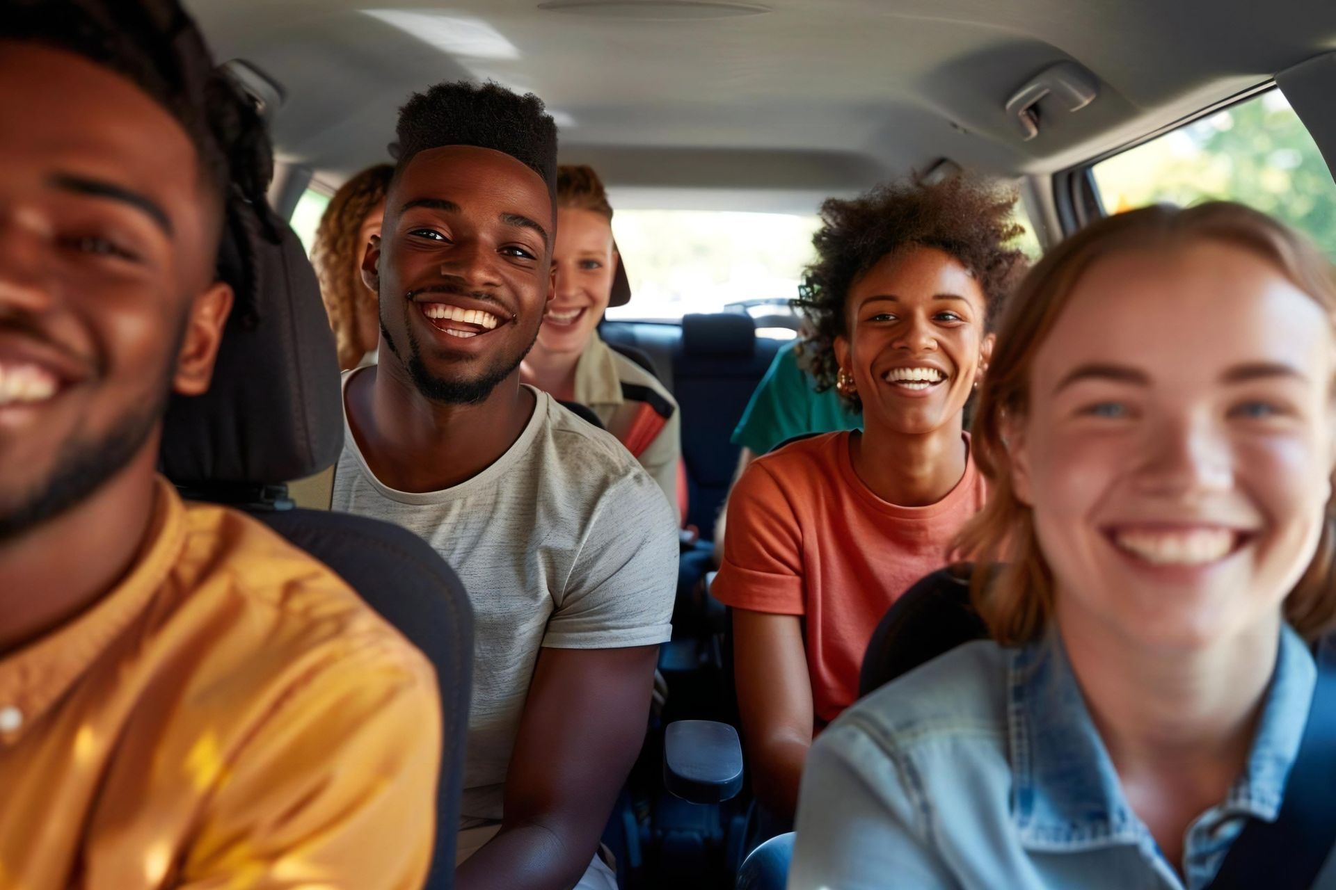 Quatre personnes dans un taxi