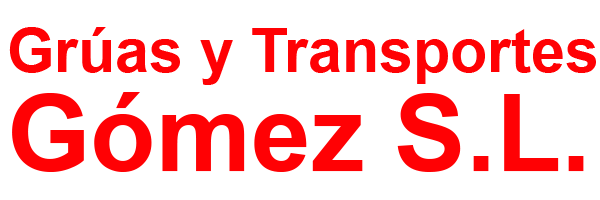 A red logo for gruas y transportes gomez s.l.