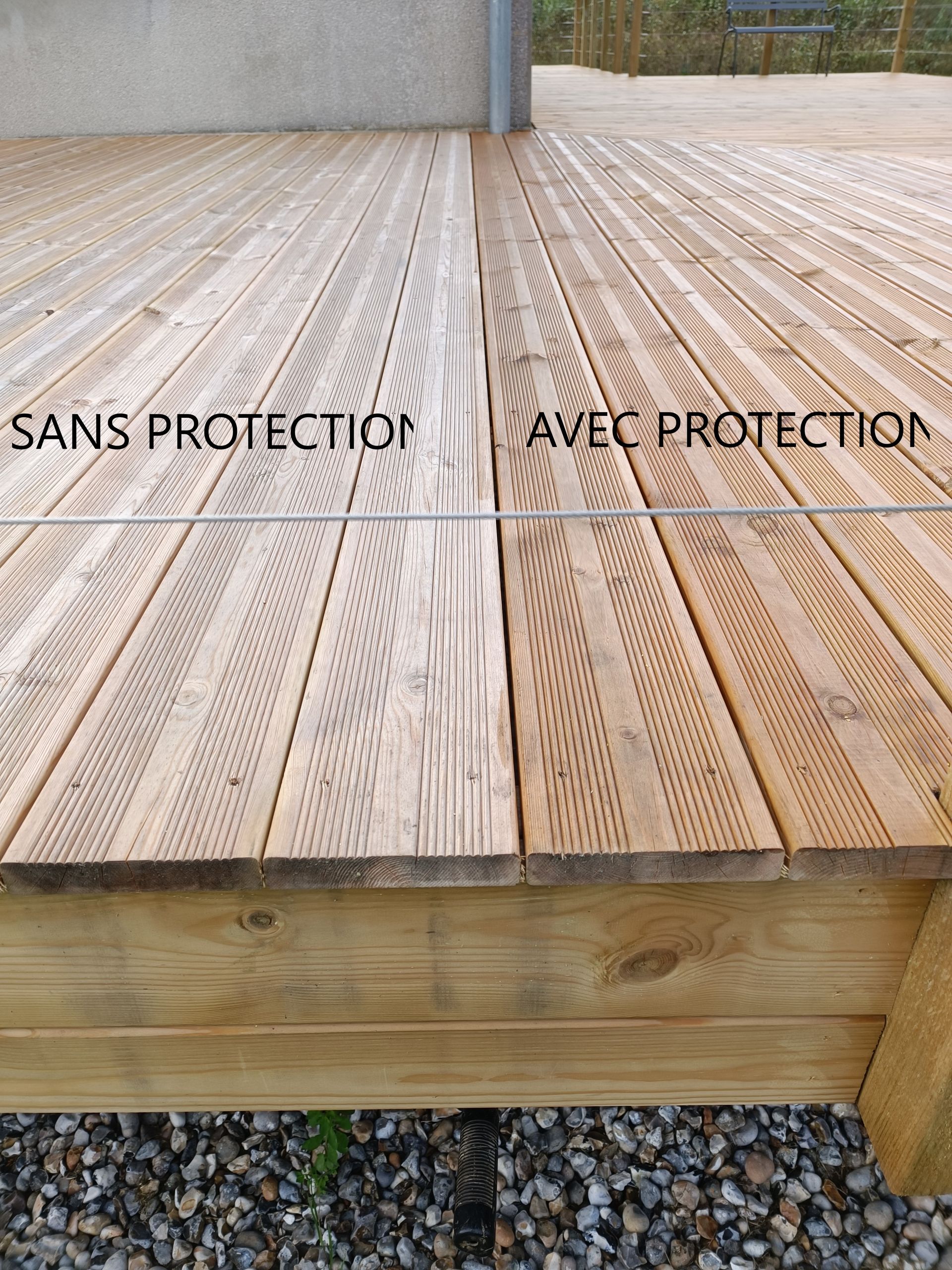 Terrasse en bois avec et sans protection
