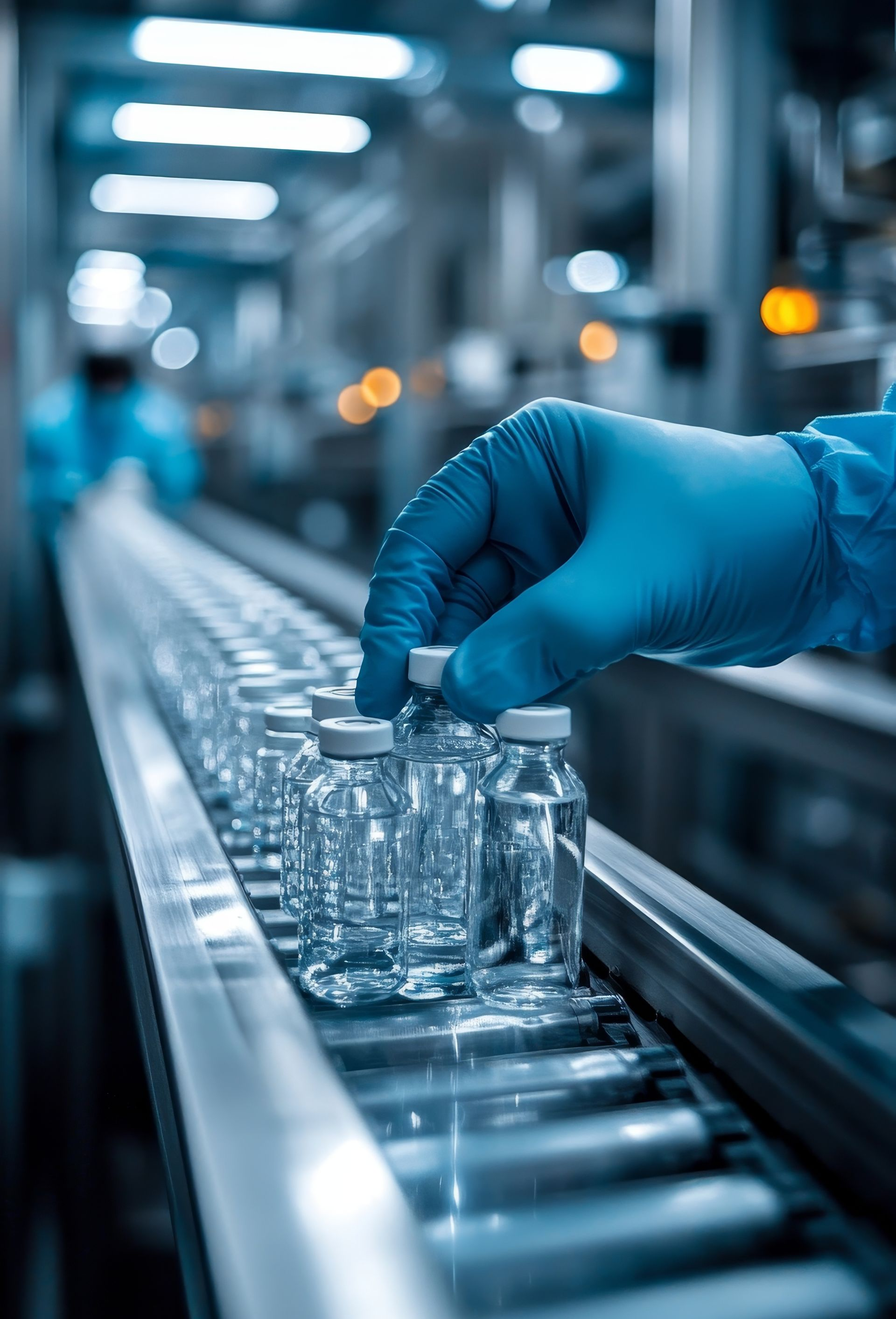 Des flacons sur une chaîne de production dans un groupe pharmaceutique