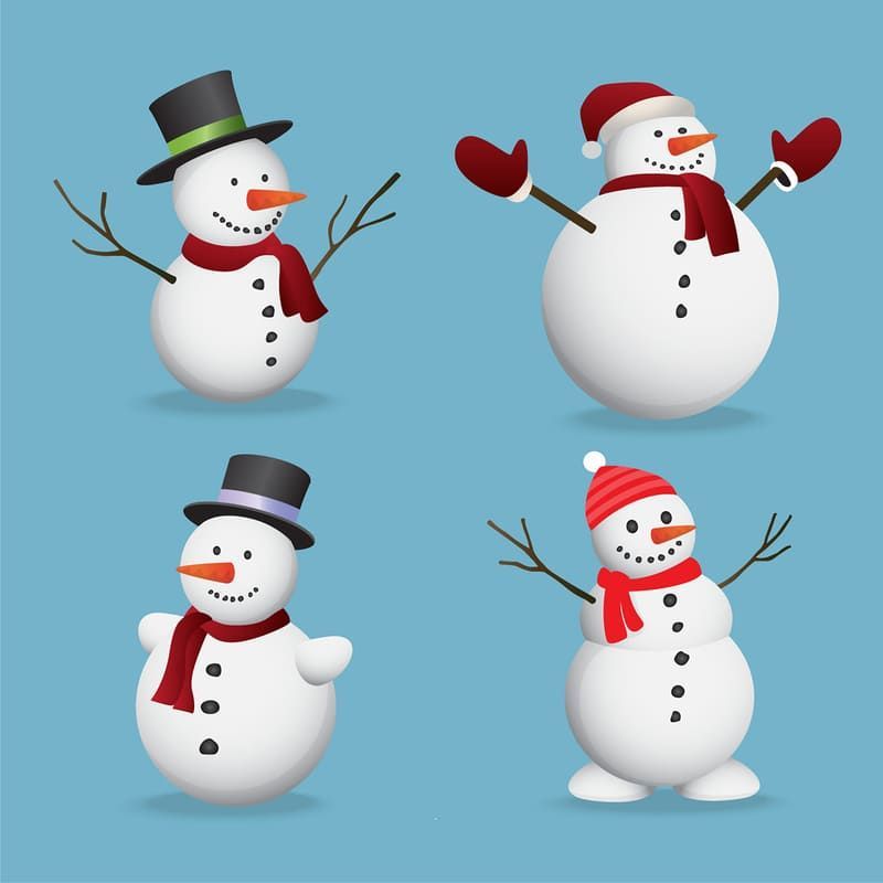 Set de stickers 4 bonhommes de neige sur fond bleu