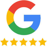 Logo Google avec cinq étoiles dorées, indiquant une note de 5 étoiles.