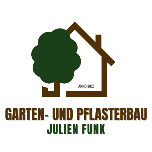 Ein Logo für Hausmeisterservice Julien Funk mit einem Haus und einem Baum