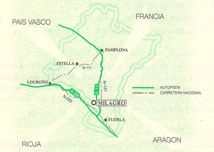 Un mapa que muestra la ubicación de los Milagros en España.