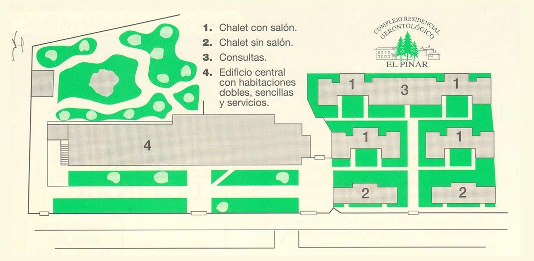 Un mapa verde y blanco de un edificio con números.
