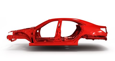 Modèle 3D de carrosserie de voiture rouge