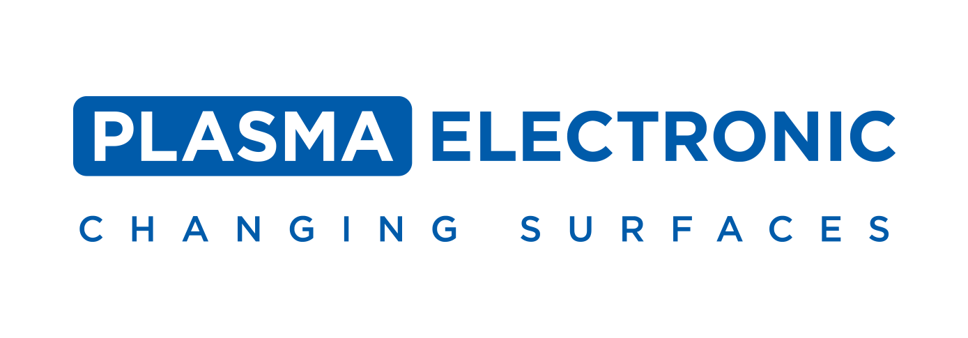 Ein blau-weißes Logo für plasma-elektronische Wechselflächen