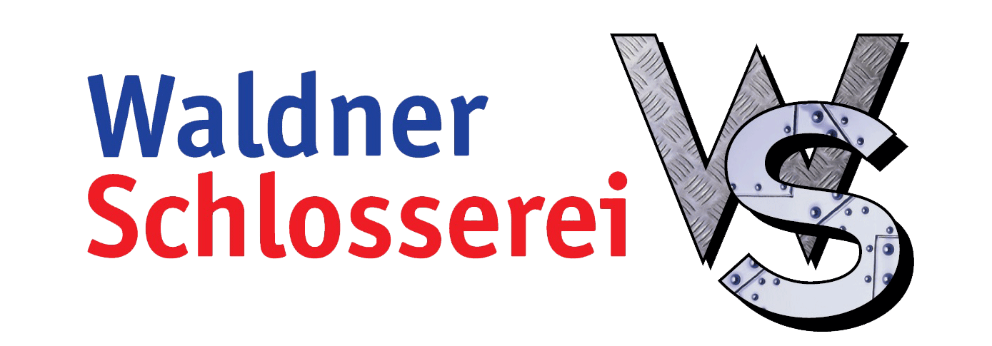 A logo for waldner schlosserei in blue and red