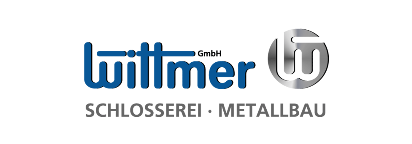 A blue and silver logo for willmer schlosserei metallbau