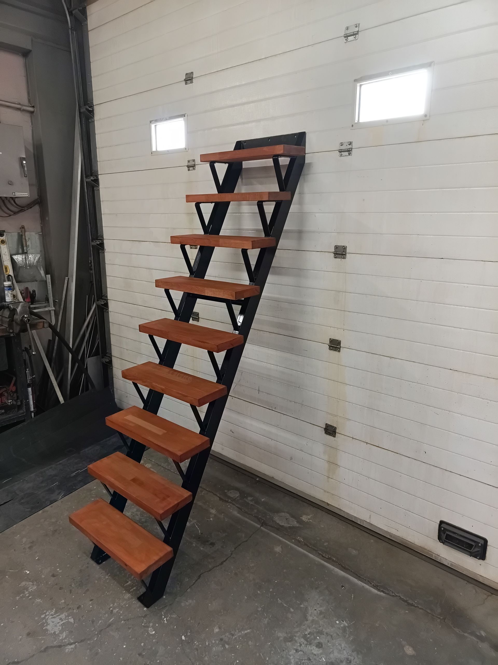 escalier métal bois noir