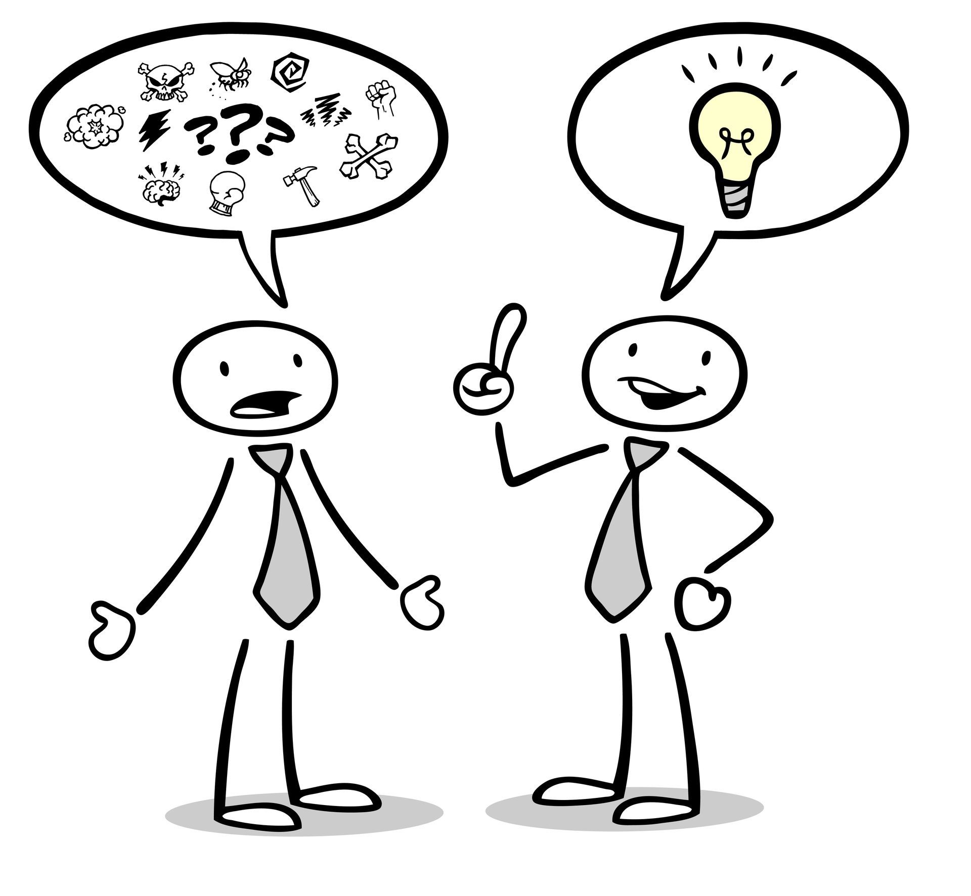 Personnages discutant : confusion et idée