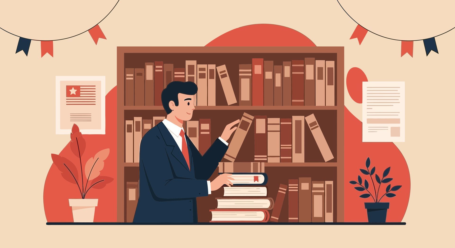 Gavel et documents sur fond abstrait