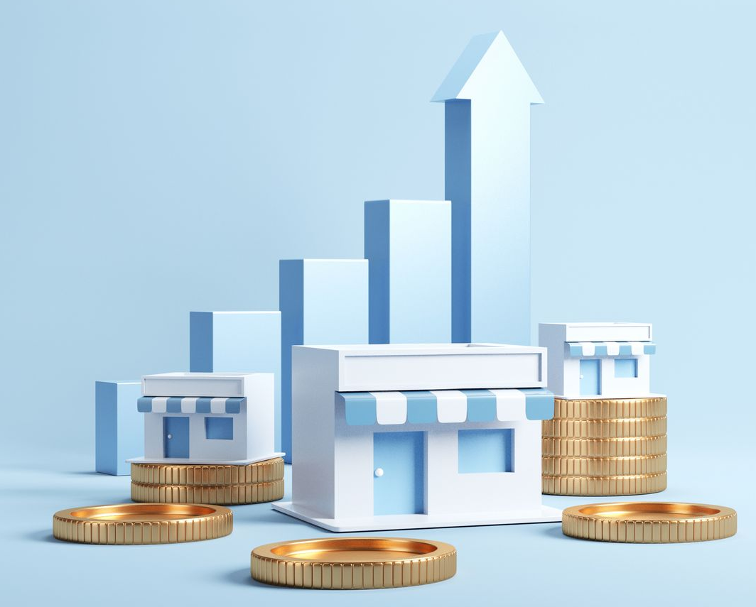 Commerce prospère avec graphiques ascendants
