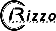 Un logotipo negro con el texto estilizado "Rizzo" dentro de un gráfico circular, con la palabra "SONORIZACIONES" debajo.