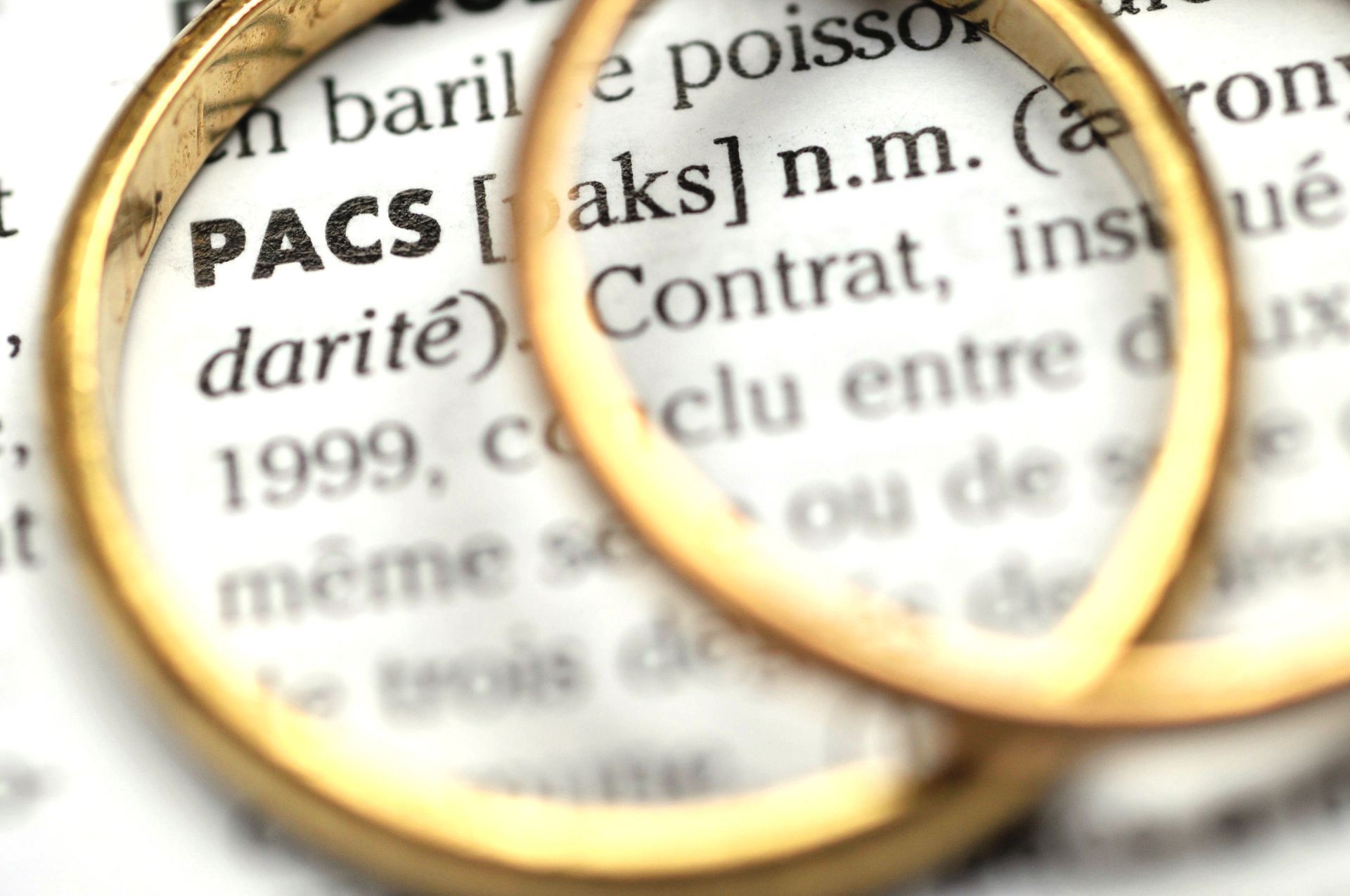Alliances posées sur un texte de la définition du mot Pacs