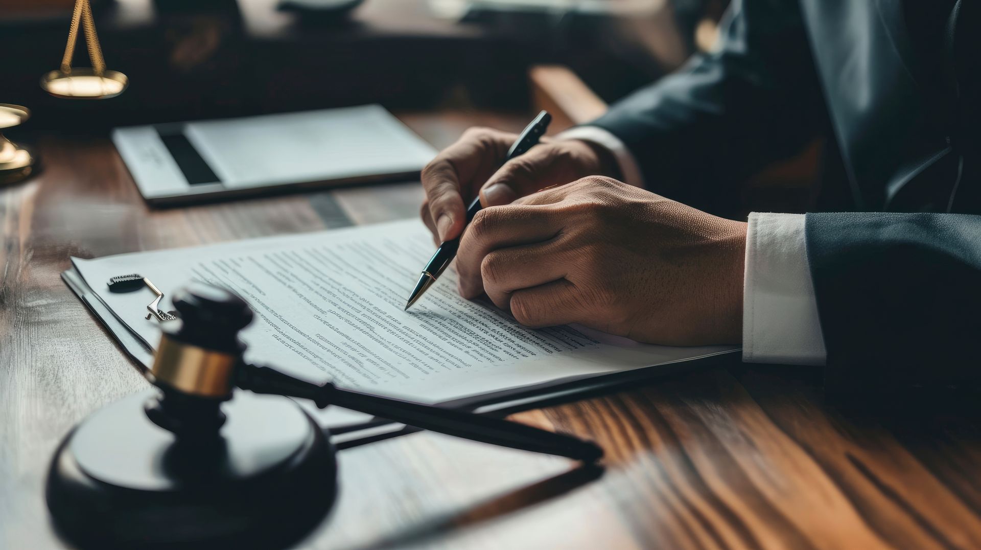 Mains d'homme signant un document