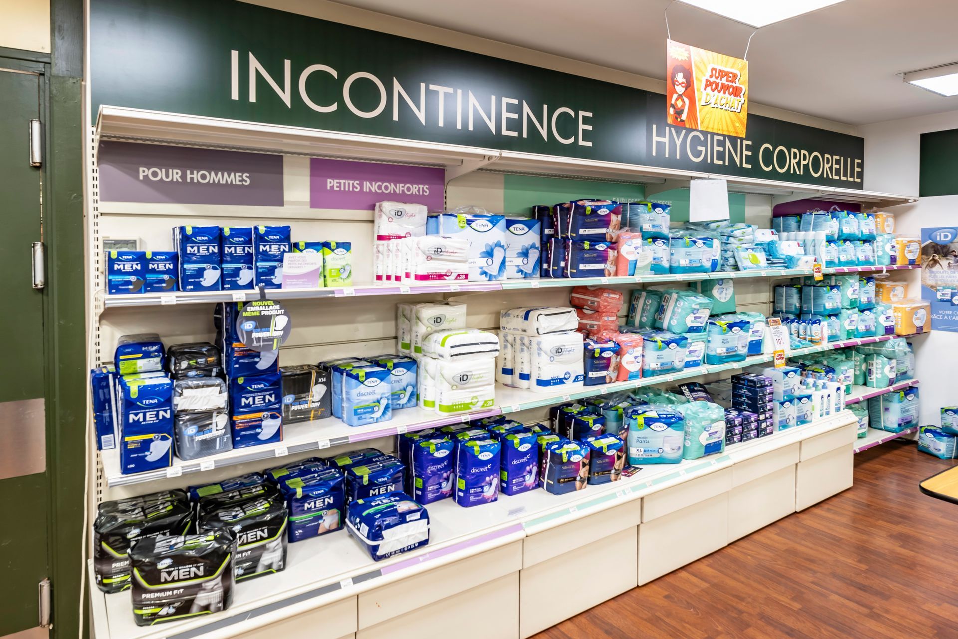 Rayons de matériel d'hygiène