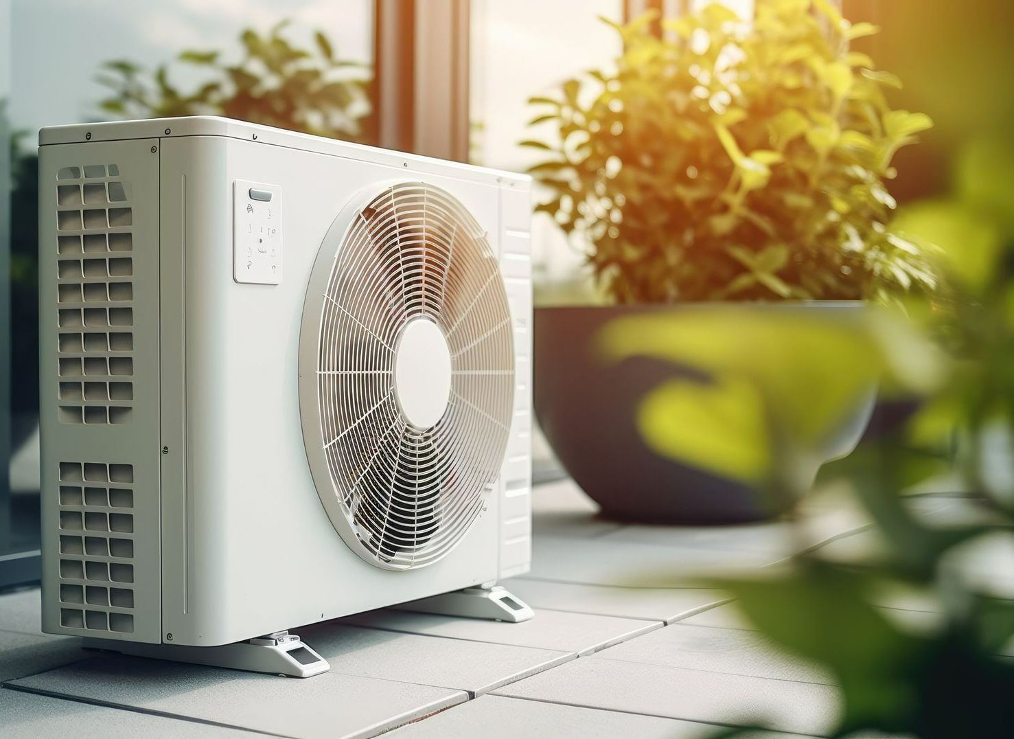 Une pompe à chaleur à l'extérieur