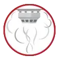 Un detector de humo del que sale humo en forma de círculo.