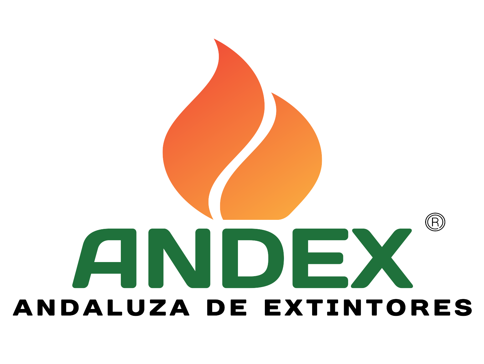 El logotipo del índice andaluz de extintores con llama de fuego
