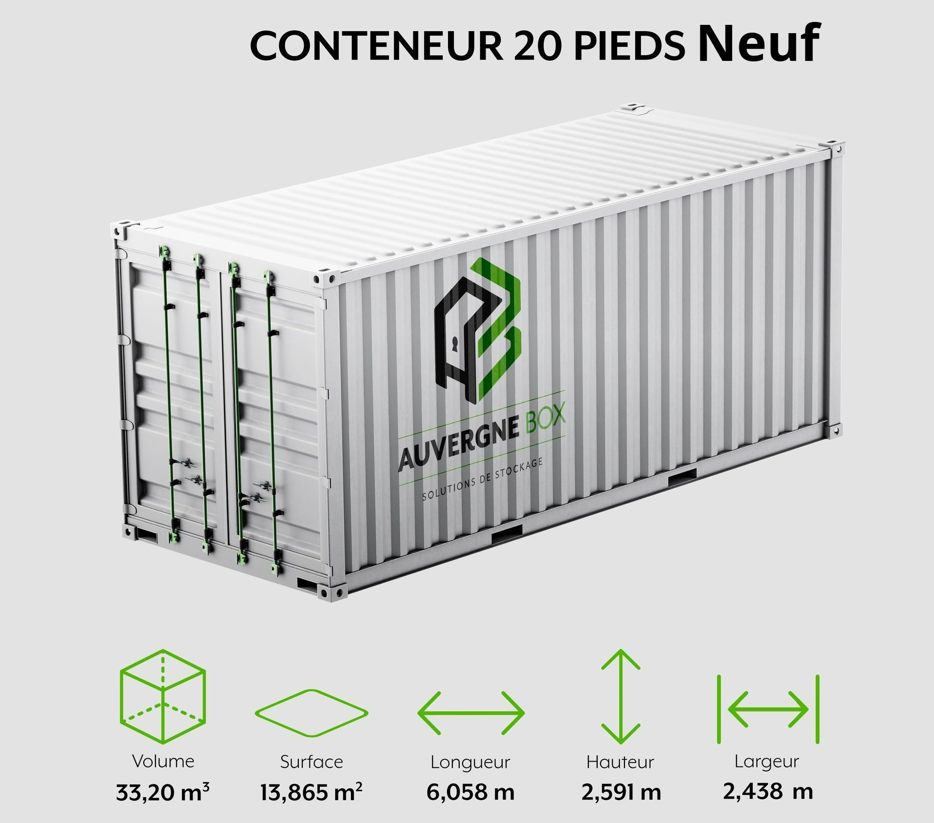 Photo d'un conteneur de 20 pieds.