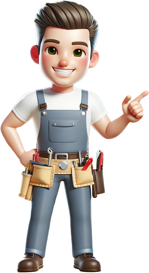Mascotte de l'entreprise pointant du doigt 