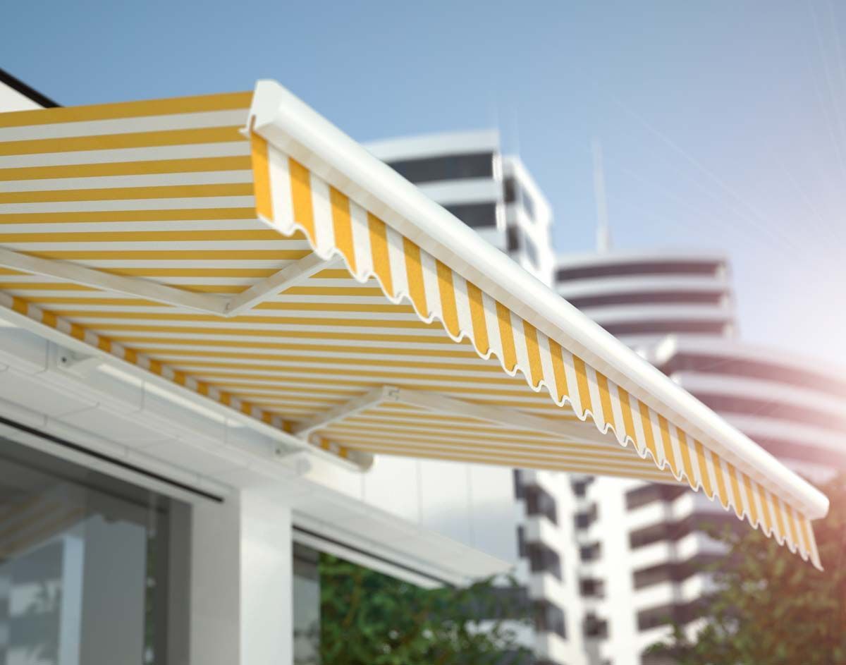 Markise gelb weiss