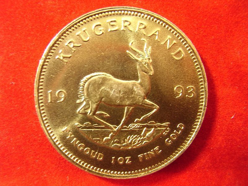 Eine Krügerrand-Münze von 1993 mit einem Hirsch darauf