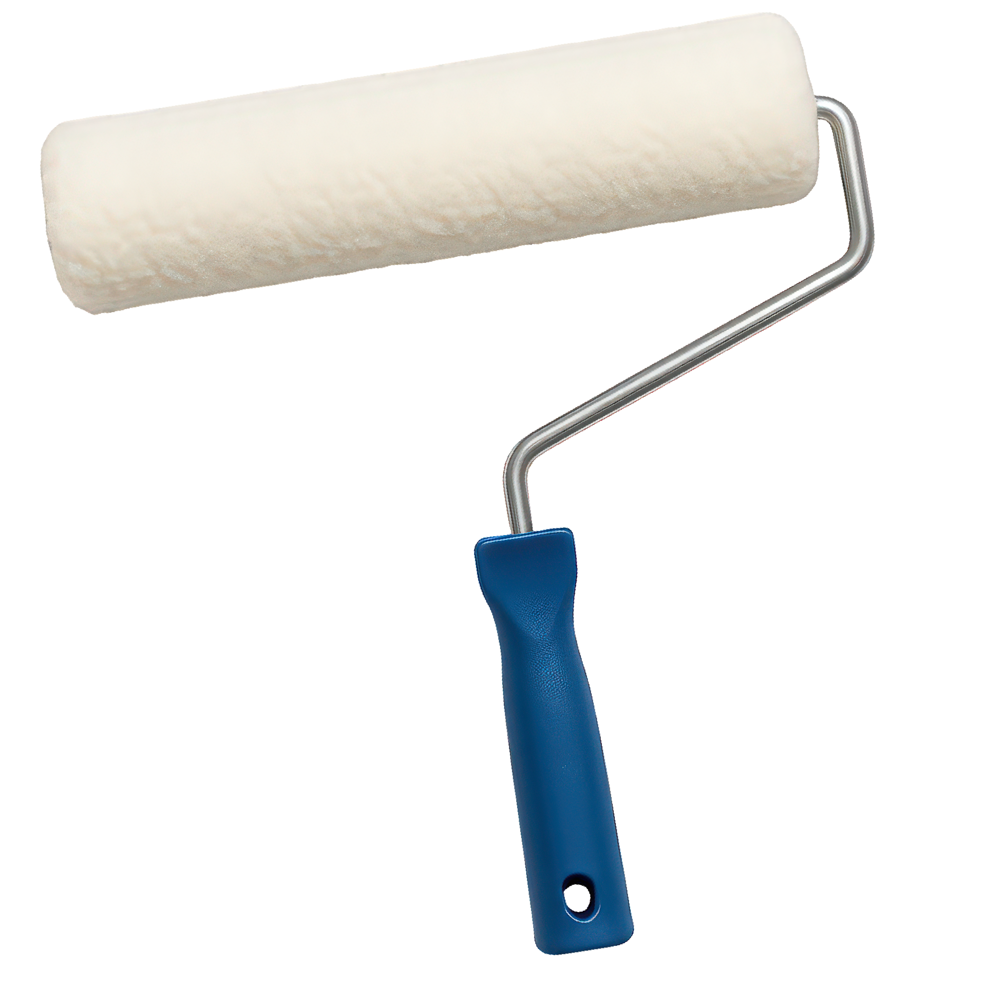 Un rouleau de peinture avec un manche bleu