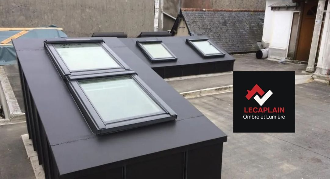 Puits de lumière noirs sur un toit plat.