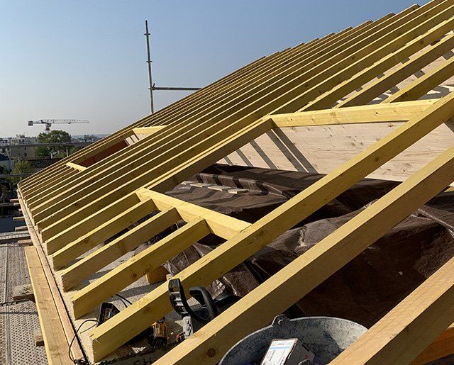 Chantier de charpente réalisé par l'entreprise Noirot Toiture