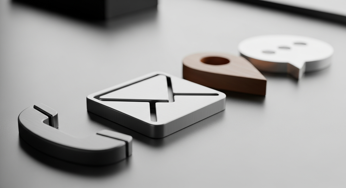 Icônes de contact en 3D posés sur une table