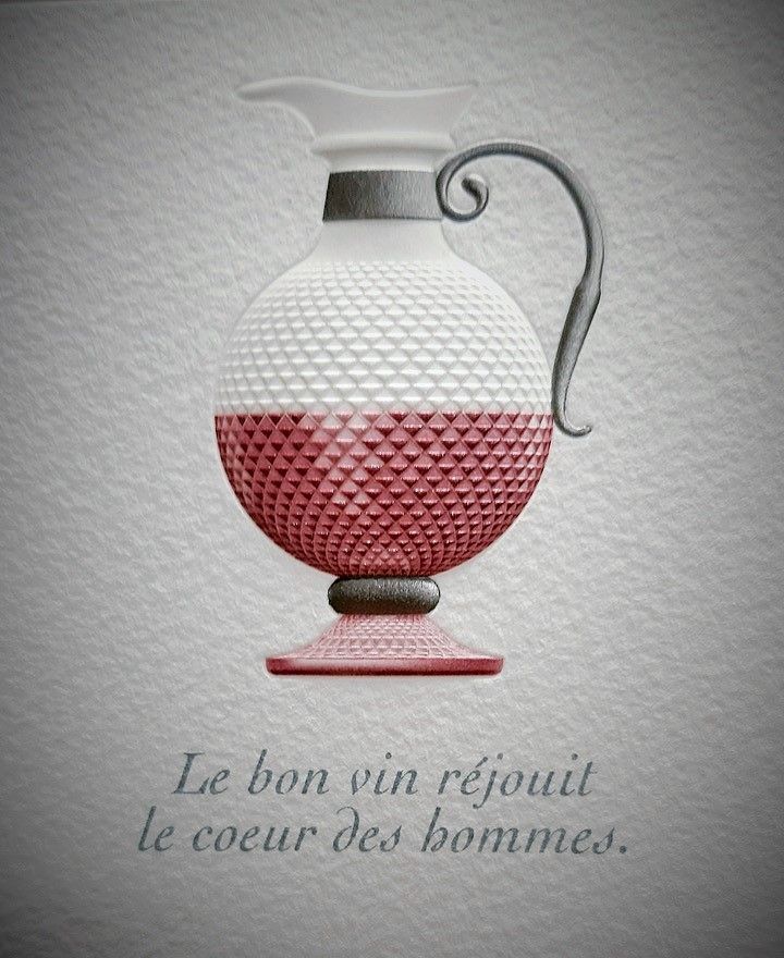 Carafe rouge et blanche imprimée en relief sur du papier