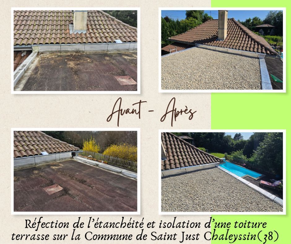 Nous avons réalisé la rénovation de l'étanchéité et de l'isolation sur la commune de  Saint Just Chaleyssin 38