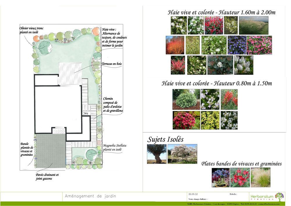 Plan de masse d'un aménagement de jardin