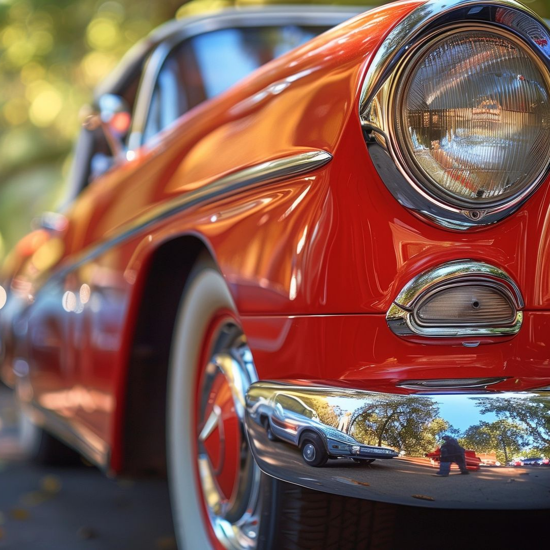 Voiture de collection de couleur rouge.