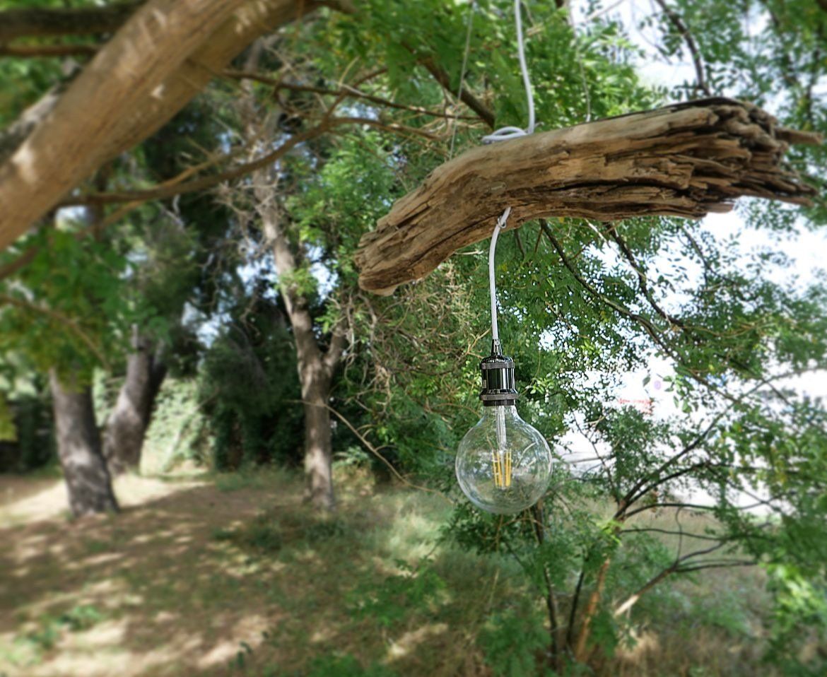 Lustre en bois flotté.