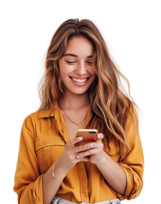 Une femme sur son téléphone.
